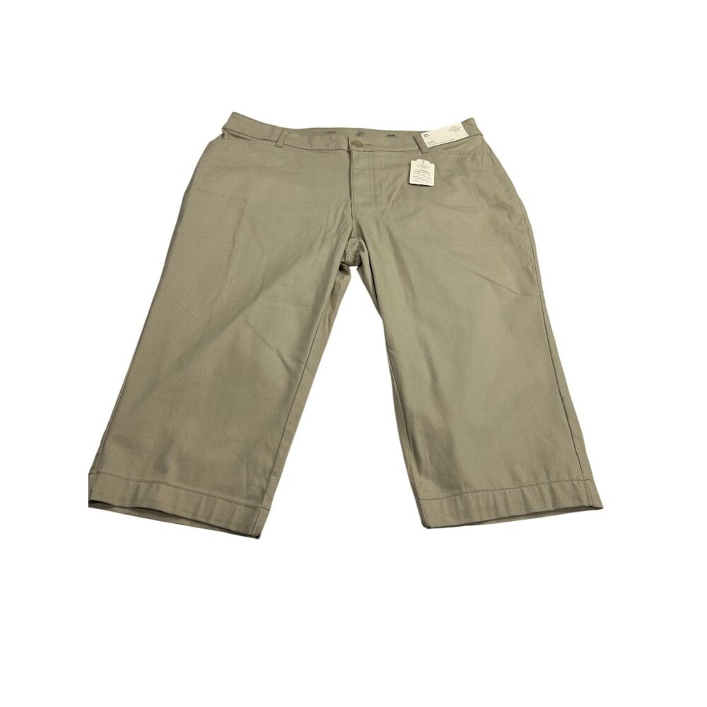 St. Johns Bay Womens Capri Pants 16W Biscotti Mid-Rise Easy Fit Through Hip & Th